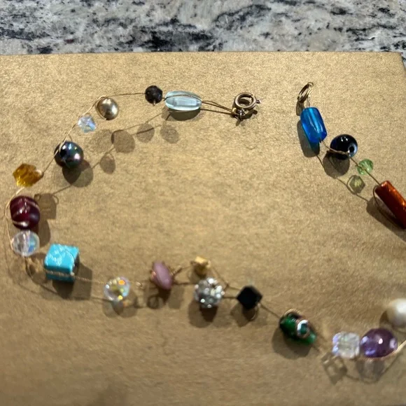 Multicolor Beaded Wire Necklace - Picture 4 of 7